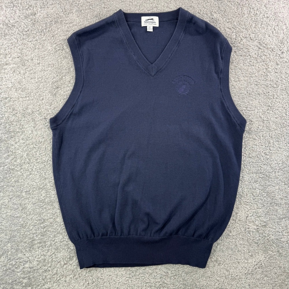 Slazenger Golf Collection Mens Navy Blue 100% Cotton V-Neck Sweater Vest Large